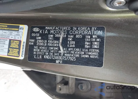 2013 Kia Soul + from USA, damaged, VIN KNDJT2A69D7577925